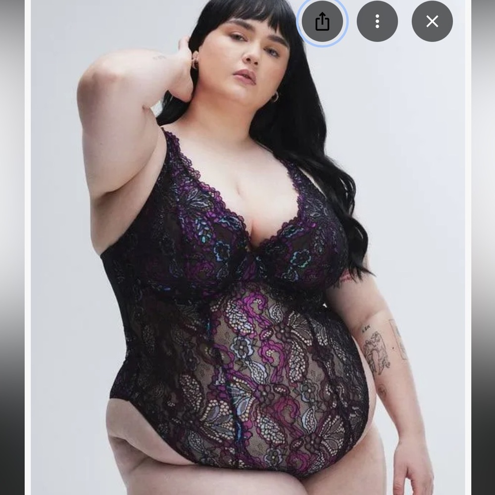 Savage X Fenty L 12-14 Romantic Corded Lace Metallic Underwire Teddy Lingerie